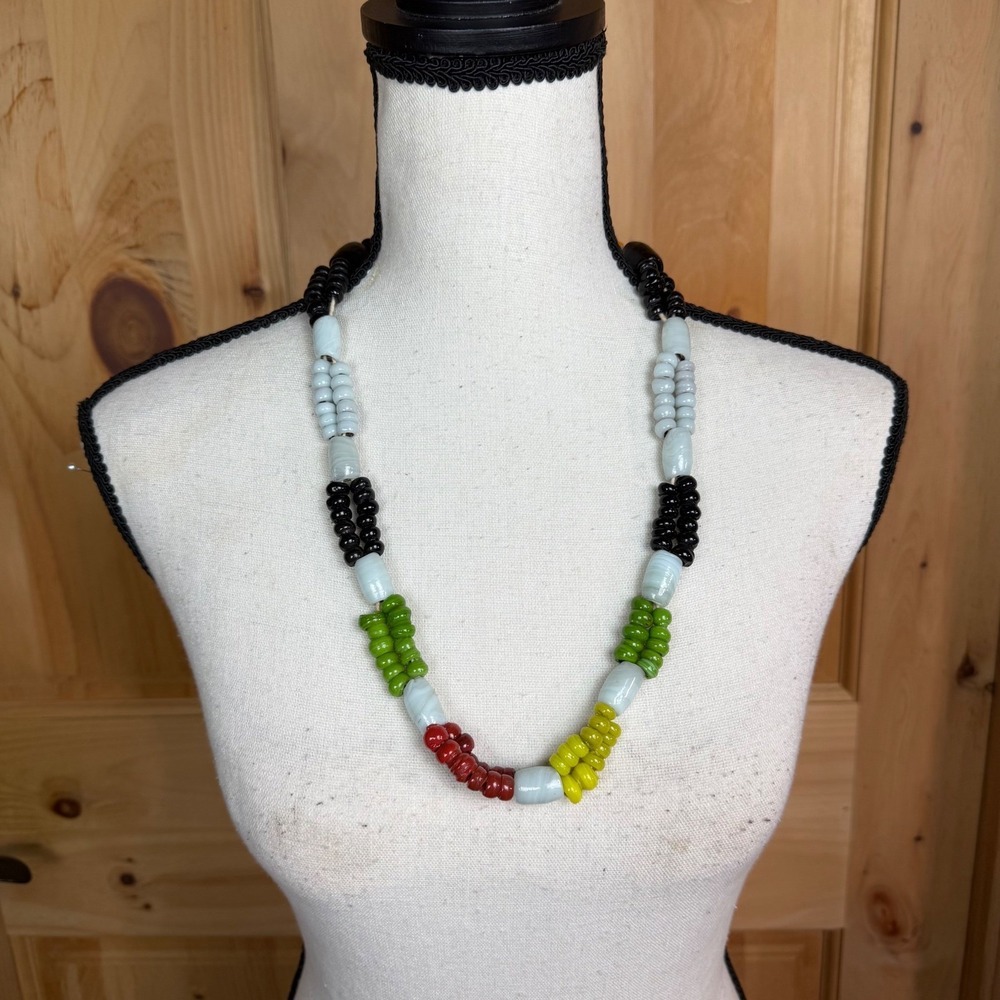 Vtg African Trade Bead Necklace Pitted Padre Chief Beads & Prosser Kakamba Glass